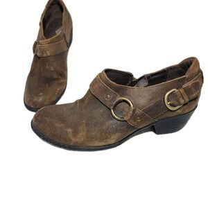 Born Zowy Size 9 Brown Distressed Suede Western Cowboy Buckle‎ Shooties Booties
